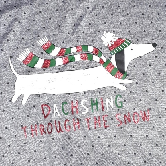 Secret Treasures Gray “Dachshing Through The Snow” pajama size L 12/14 - Picture 5 of 5